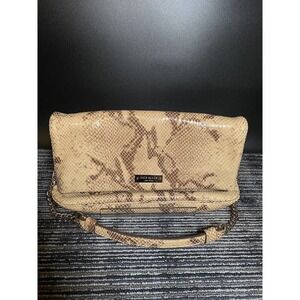 Kate Spade faux snake skin Double Flip purse Gold Chain & Leather Strap EUC!